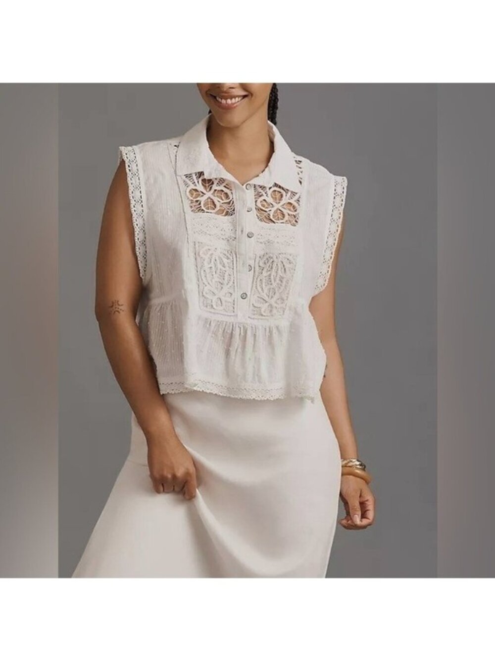 NWT Size 2X - Anthropologie 100% Cotton Lace Swing Blouse (NWT USD 108)
